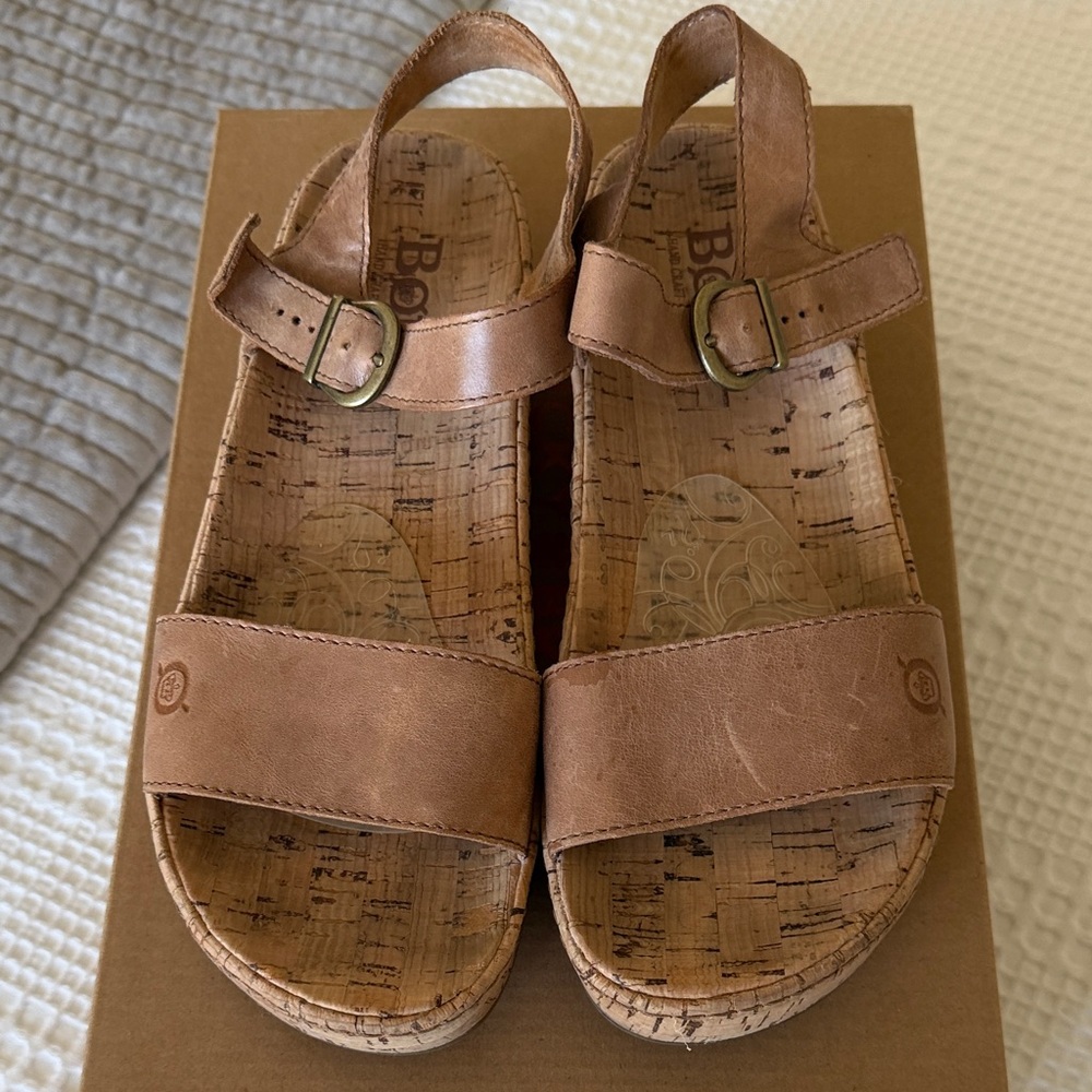 Brown Cork Sandals with Buckle
